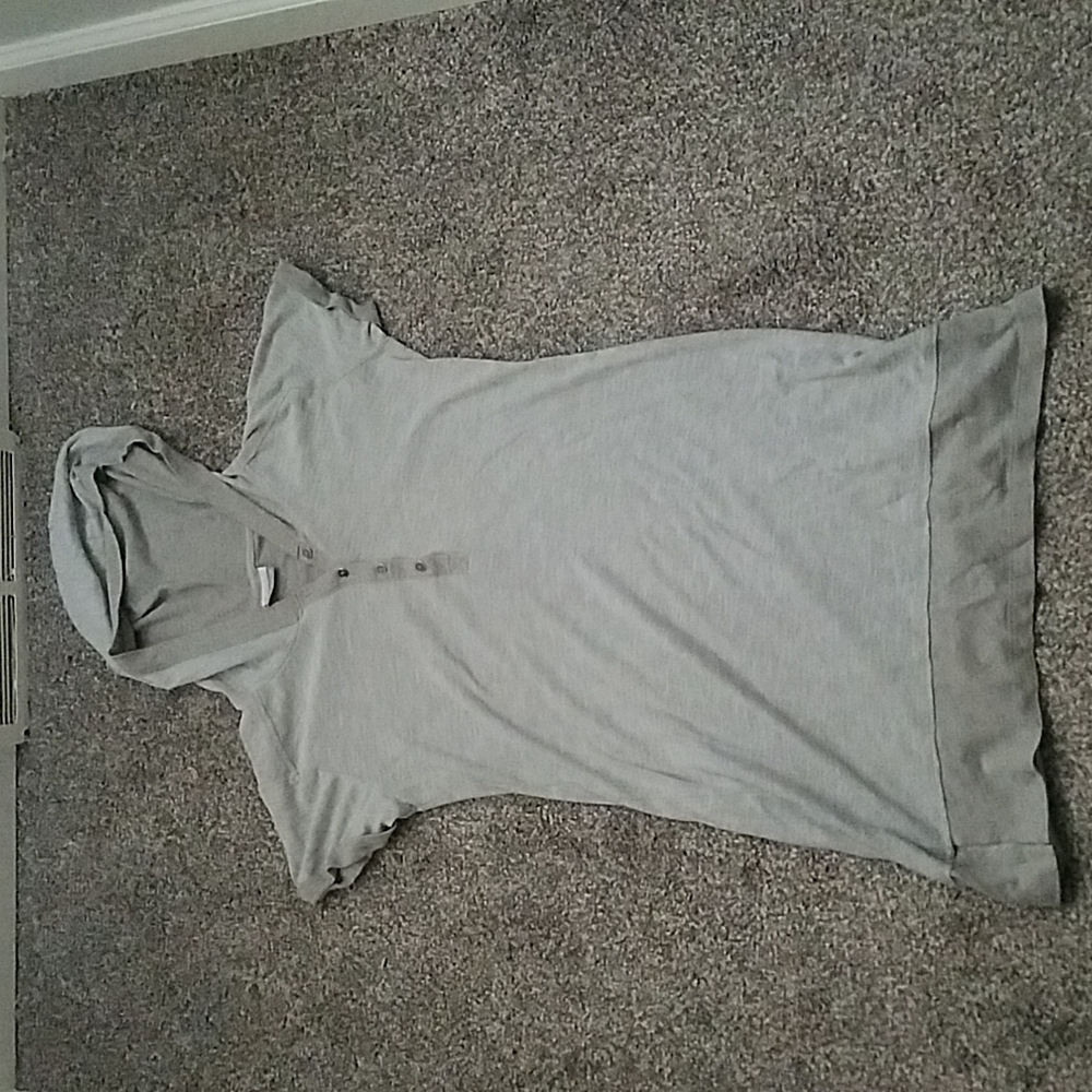 Dove Gray Columbia Short Sleeve Hoodie Tunic or Mini Dress